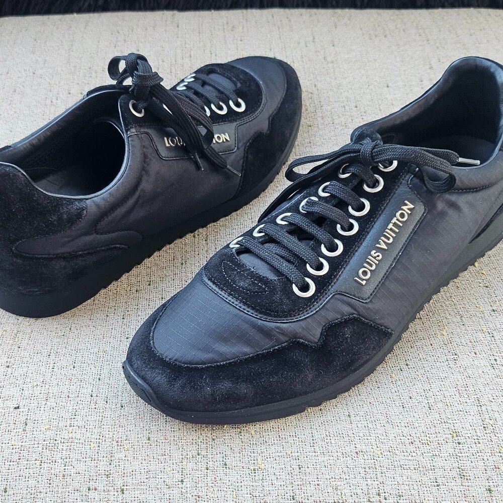 Louis Vuitton Men Sneaker Lace Up Shoes Black Suede/Fabric Upper Made in Italy 8